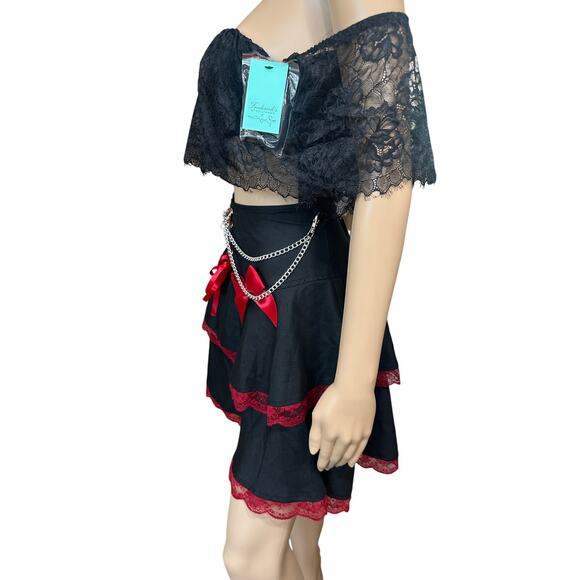 NWT Frederick's of Hollywood x Megan Fox Black lona Lace Ruffle Bandeau Bra SZ S - Picture 5 of 12